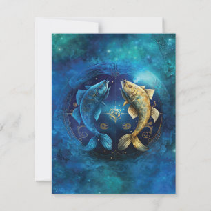 Carte De Correspondance Dessin aquarelle du signe astrologique Poissons