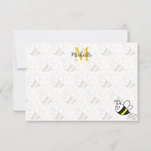 Carte De Correspondance Dessin de nid d'abeille à miel Monogramme personna