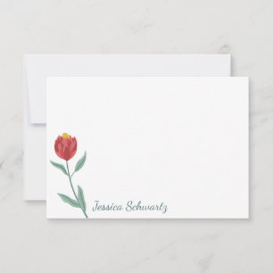 Carte De Correspondance Dessin personnalisé minimaliste de fleurs de thé r