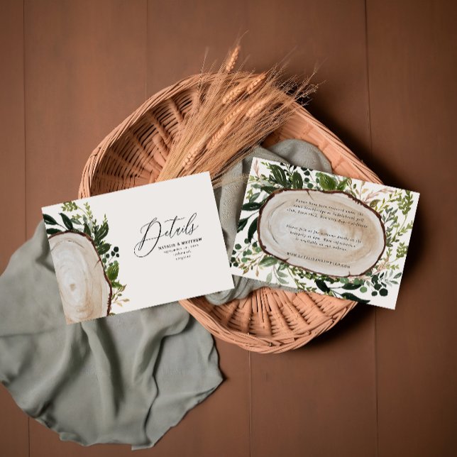 Carte De Correspondance Détails de mariage Feuillage de verdure tranche de (Créateur téléchargé)