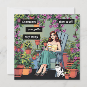 Carte De Correspondance Détendez-vous avec café, chats et Plantes