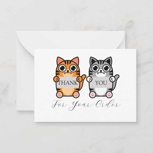Carte De Correspondance Deux chats adorables Merci (Devant)