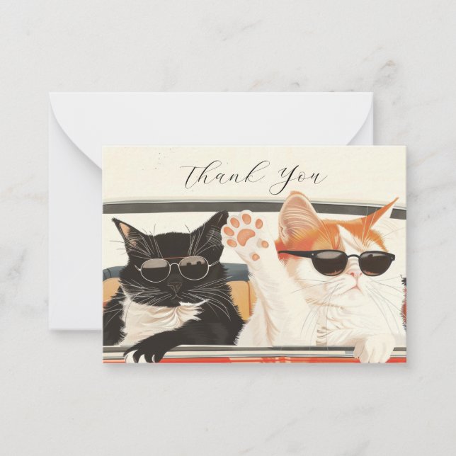 Carte De Correspondance Deux chats mignons Merci (Devant)