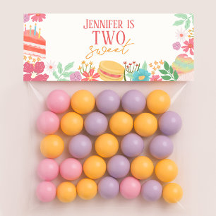 Carte De Correspondance Deux Douces Fleurs Dessert Goodie Treat Bag Topper