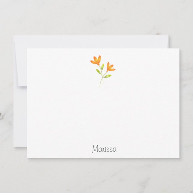 Carte De Correspondance Deux fleurs d'aquarelle orange (Devant)