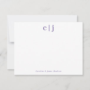 Carte De Correspondance Deux premiers monogrammes de papeterie violet de c