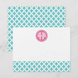Carte De Correspondance Diamants Turquoise Circle Monogramme Papier