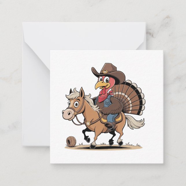 Carte De Correspondance Dinde cuite occidentale Thanksgiving Cowboy Cowgir (Devant)