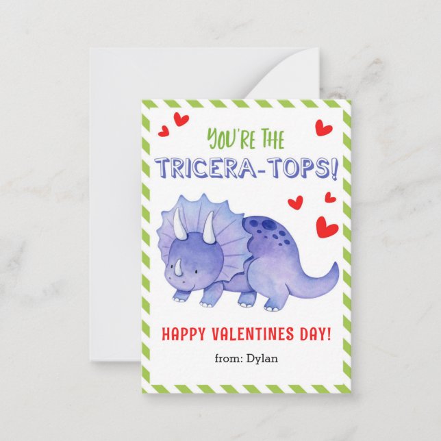 Carte De Correspondance Dinosaur School Valentine Card pour enfants (Devant)