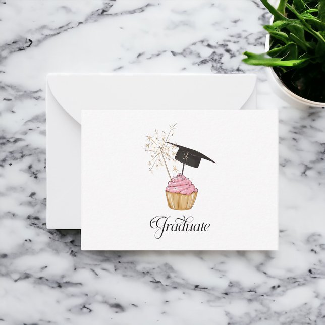 Carte De Correspondance Diplômé de la Cupcake rose (Créateur téléchargé)