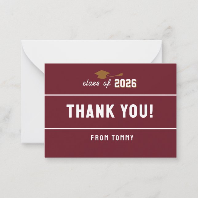 Carte De Correspondance Diplômé de Letterman Marron  (Devant)