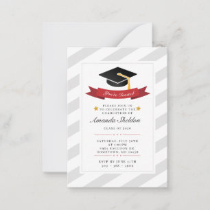Carte De Correspondance Diplômé moderne Silver White Motif Graduation