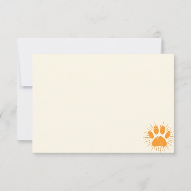Carte De Correspondance Distressed Sunbeam Dog Paw Blank Cream Off White (Devant)