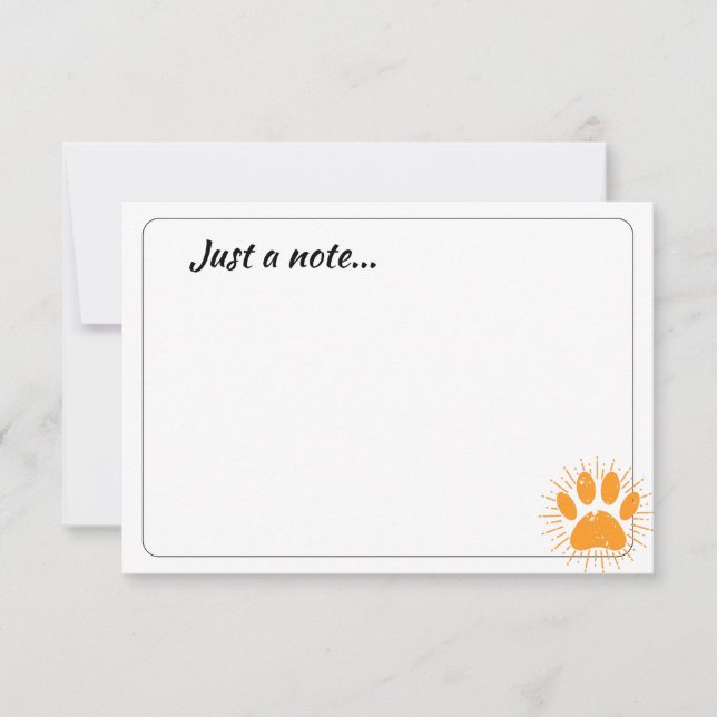 Carte De Correspondance Distressed Sunbeam Dog Paw Custom Just a Note (Devant)
