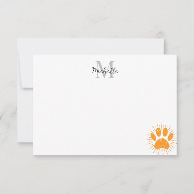Carte De Correspondance Distressed Sunbeam Dog Paw Custom Monogram (Devant)