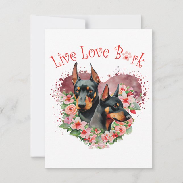 Carte De Correspondance Doberman Chien Maman Floral (Devant)