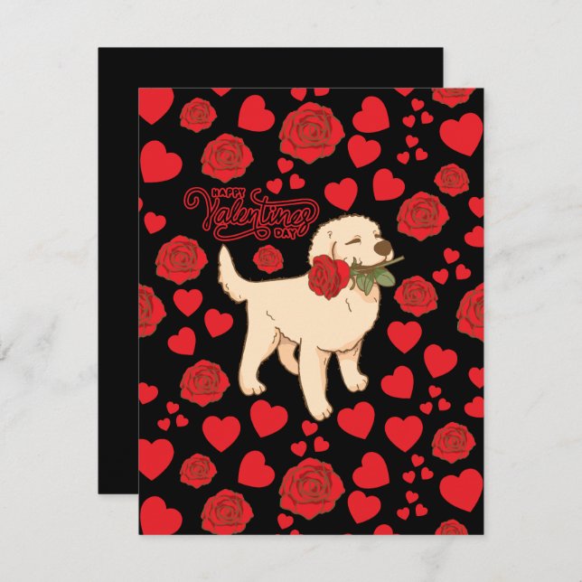 Carte De Correspondance Dog Lover Valentine’s Day Card in Black (Devant / Derrière)