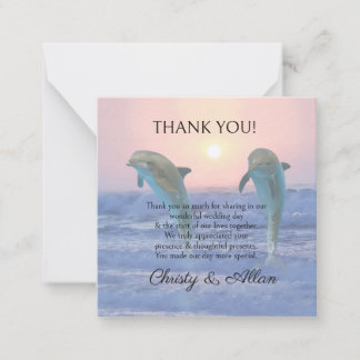 Carte De Correspondance Dolphins au lever du soleil mariage de plage merci