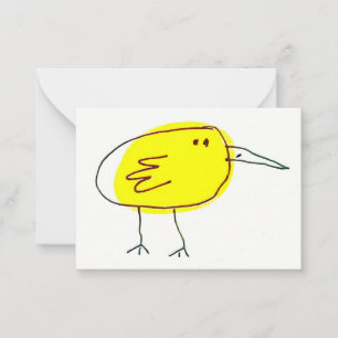 Carte De Correspondance Doodle d'oiseau jaune drôle