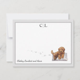 Carte De Correspondance Doodle d'or Chien Chien Chien Gris Bordure Nom