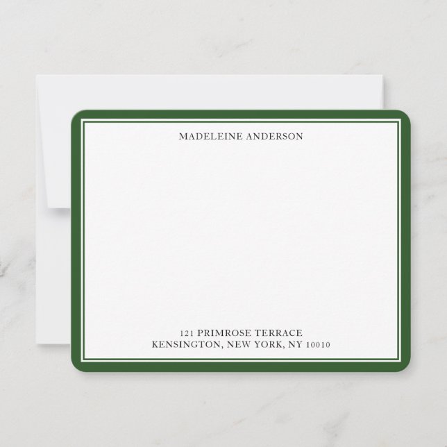 Carte De Correspondance Double bordure de pin vert professionnel (Devant)