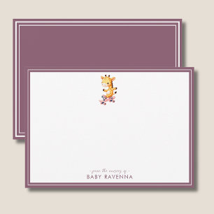 Carte De Correspondance Douce Girafe Pastel sur Planche à Roulettes Baby S