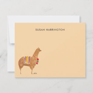 Carte De Correspondance Doux lama alpacca illustré à la main et personnali