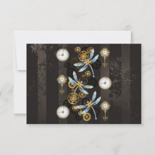Carte De Correspondance Dragonflies de Steampunk sur arrière - plan rayé b