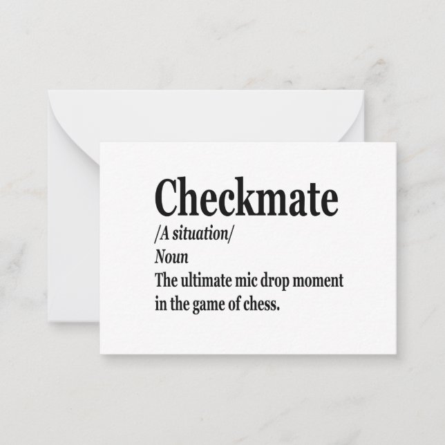 Carte De Correspondance Drôle Chess Checkmate Définition Chess Lover (Devant)