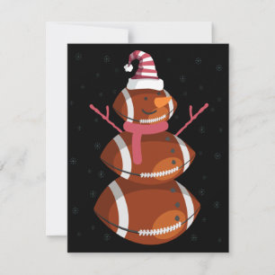 Carte De Correspondance Drôle Football Rugby Bonhomme de Neige Noël Nouvel