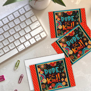 Carte De Correspondance Drôle Mec, Sois Gentil Enfants Colorés Inspirivée