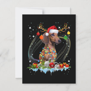 Carte De Correspondance Drôle Père Noël Dachshund Reindeer Noël clair