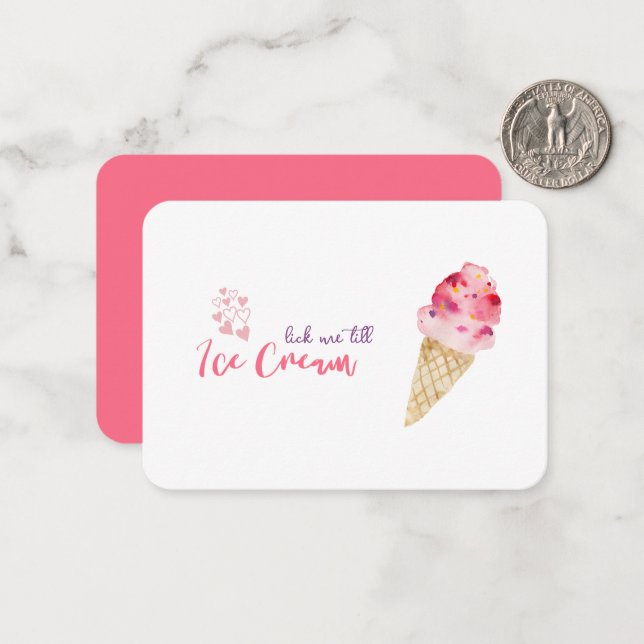 Carte De Correspondance Drôle Valentine's Day Ice Cream Citation Card (Devant/Arrière en situation)
