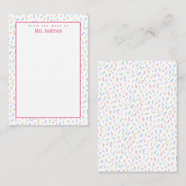Carte De Correspondance Du bureau de - Nom de l'enseignant personnalisé -  (Devant / Derrière)