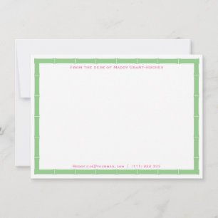Carte De Correspondance Du Bureau De Preppy Apple Vert Et Rose