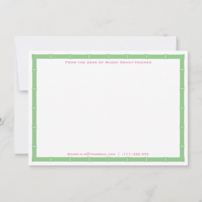 Carte De Correspondance Du Bureau De Preppy Apple Vert Et Rose (Devant)