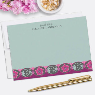 Carte De Correspondance Du bureau de Pretty Teal Floral