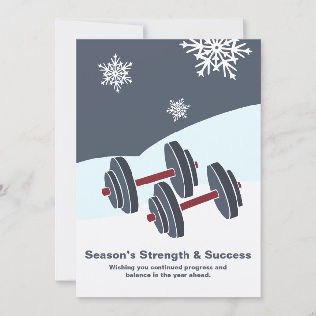 Carte De Correspondance Dumbbell Season's Strength & Success Grey White (Devant)