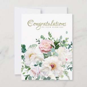 Carte De Correspondance Dusty rose Blush Rose blanc crémeux Mariage Peony
