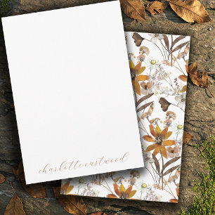 Carte De Correspondance Earthy Rustic Gold Brown Fleurs sauvages d'automne