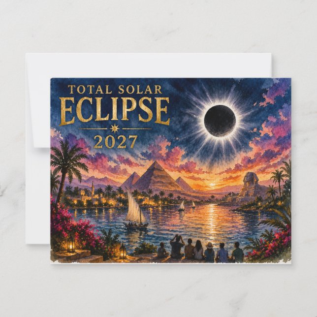 Carte De Correspondance Éclipse solaire totale 2027 Égypte (Devant)