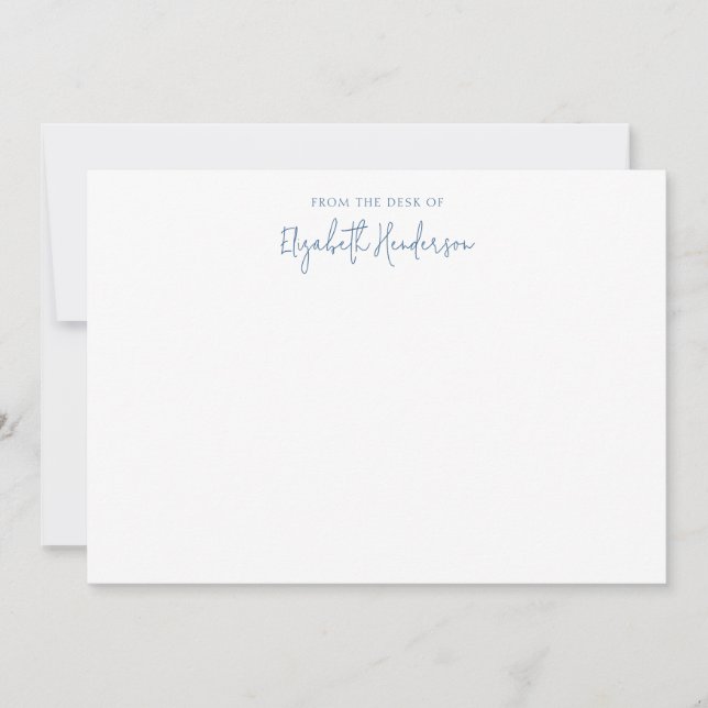 Carte De Correspondance Écriture Bleu Marine Chic  (Devant)