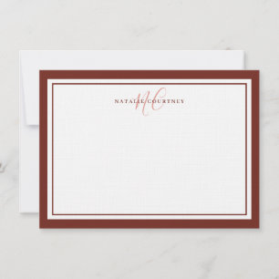 Carte De Correspondance Écriture de monogramme deux bordures élégant simpl