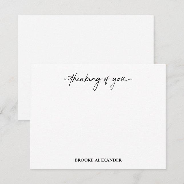 Carte De Correspondance Écriture décorative de script Pensée pour vous (Devant / Derrière)