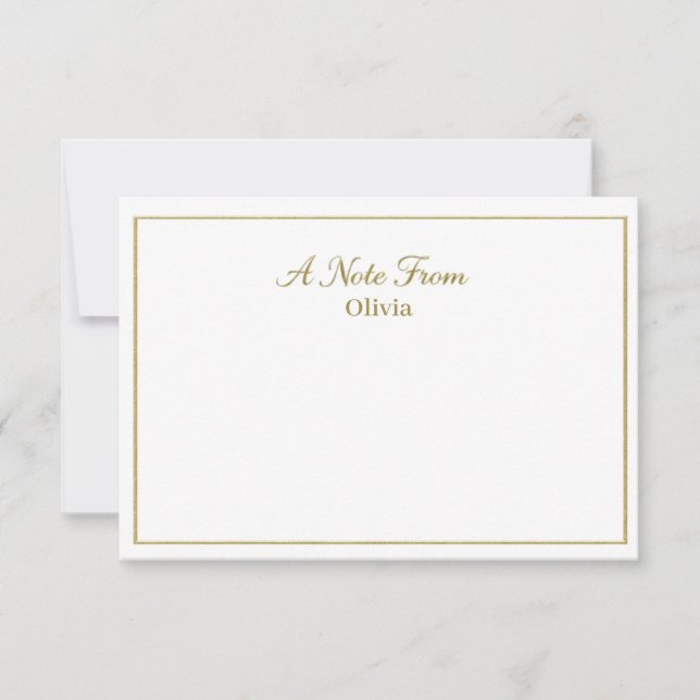 Carte De Correspondance Écriture élégante en or brossé  (Devant)