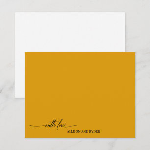 Carte De Correspondance Écriture Élégante Orange Mangue Avec Amour Merci