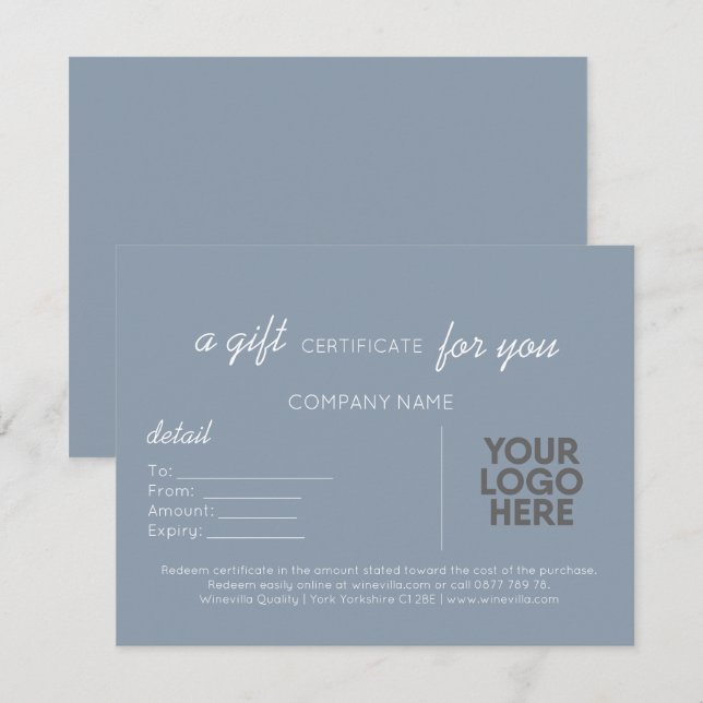 Carte De Correspondance Écriture Manuelle Bleue Dusty Cadeau Professionnel (Devant / Derrière)