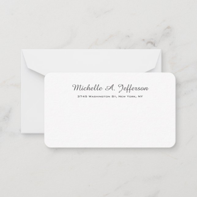 Carte De Correspondance Écriture manuscrite classique Blanc tendance créat (Devant)