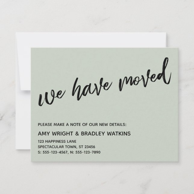 Carte De Correspondance Écriture manuscrite décontractée Nous Avons Déplac (Devant)