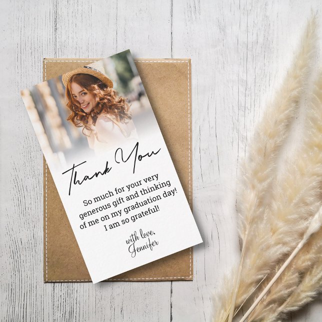 Carte De Correspondance écriture manuscrite design merci photo de diplôme (Créateur téléchargé)